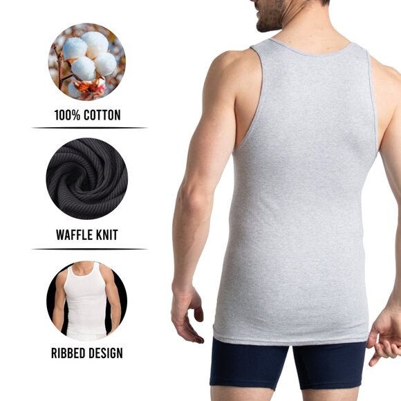 Men's Classic Solid Slim-Fit Cotton Soft Ribbed Slim-Fitting Summer Tank Tops - Picture 4 of 14